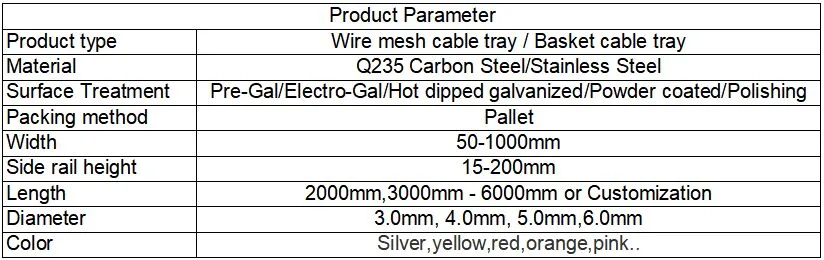 Stainless Steel Cable Tray Wire Mesh Cable Tray with Straight Edge SS304 SS316